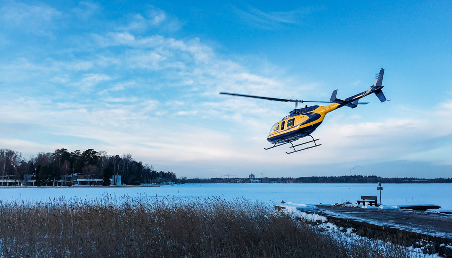 Passeio de helicóptero por Helsinki!